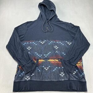 American Eagle Outfitters Hoodie Mens XLT Navy Aztec Henley Pullover Southwest